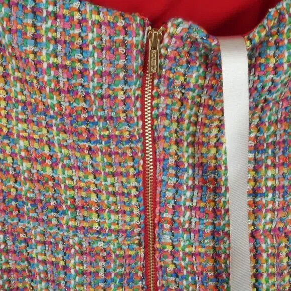 House of CB Gabrielle Tweed Multicolor Midi Dress Bodycon Small Strapless NWT - Picture 3 of 9